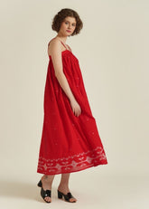 A Model Wearing Red Pure Cotton Royale XXVI, curated by Only Ethikal